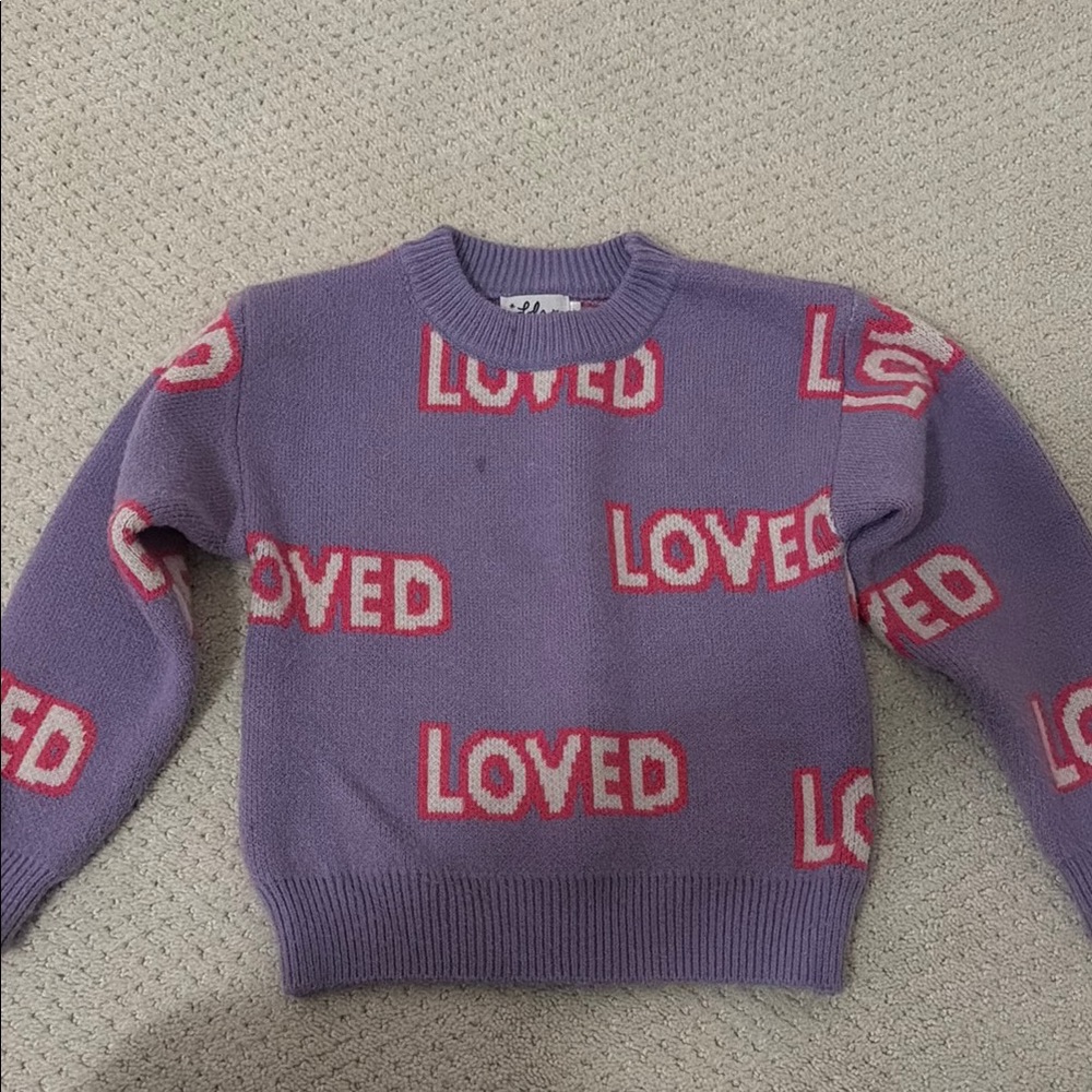 Purple 'Loved' Graphic Crewneck Sweater